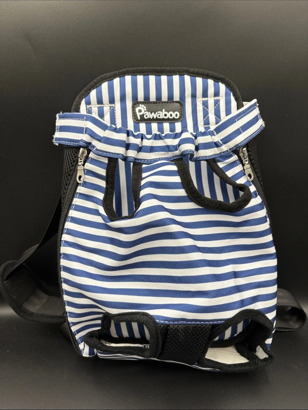 Pawaboo Blue & White Striped Pet Backpack size medium